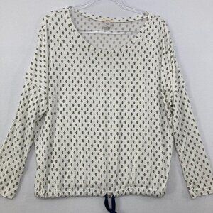 Eberjey size Small White Floral Polka Dot Tie Hem Ultra Soft Comfy Blouse